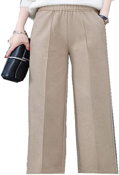 CZYTN Pantaloni Donna Autunno e Inverno Nuovo Tubo Dritto Lana Gamba Larga Pantaloni  Donna Vita Alta Donna Casual Nove Point Pantaloni Due 60 IT : Amazon.it:  Abbigliamento