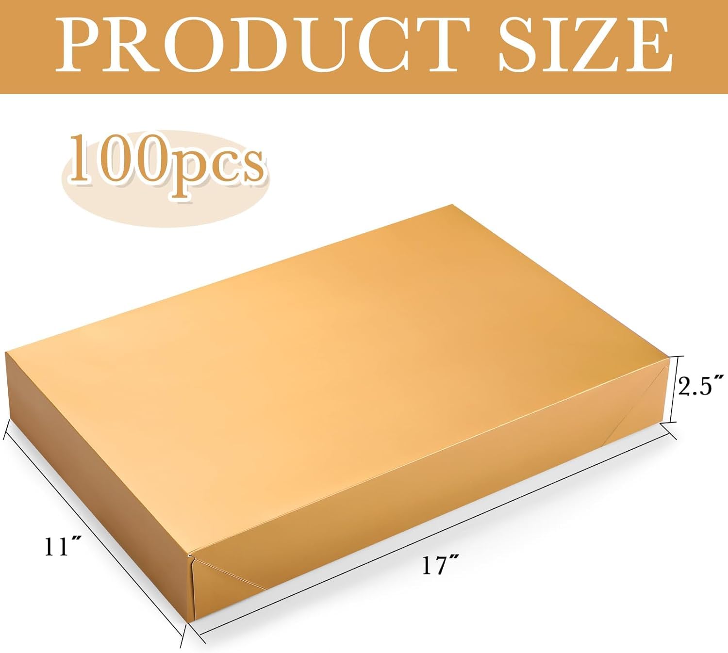Lot de 100 boîtes cadeaux de Noël avec couvercle en vrac, 43,2 x 27,9 x 6,3 cm, boîte cadeau de Noël, emballage cadeau, vacances, anniversaire (doré)
