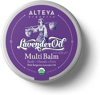 Alteya Organic Multi-Purpose Lavender Balm 90g - USDA Organic Certified Pure Natural - Skin Care for Body, Hands and Feet – Based on Therapeutic grade Essential Lavender Oil