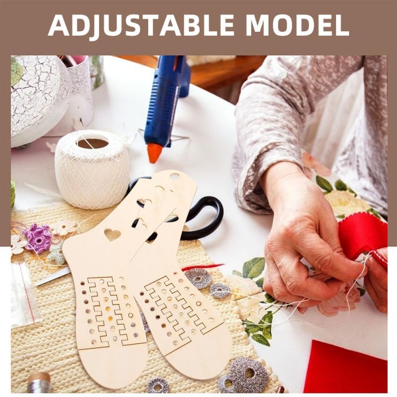 ERINGOGO Adjustable Wood Sock Blockers 2 Pairs DIY Knitting Tools for Crochet Stocking Display Models Sock Stretchers Compatible with Various Sizes image 5