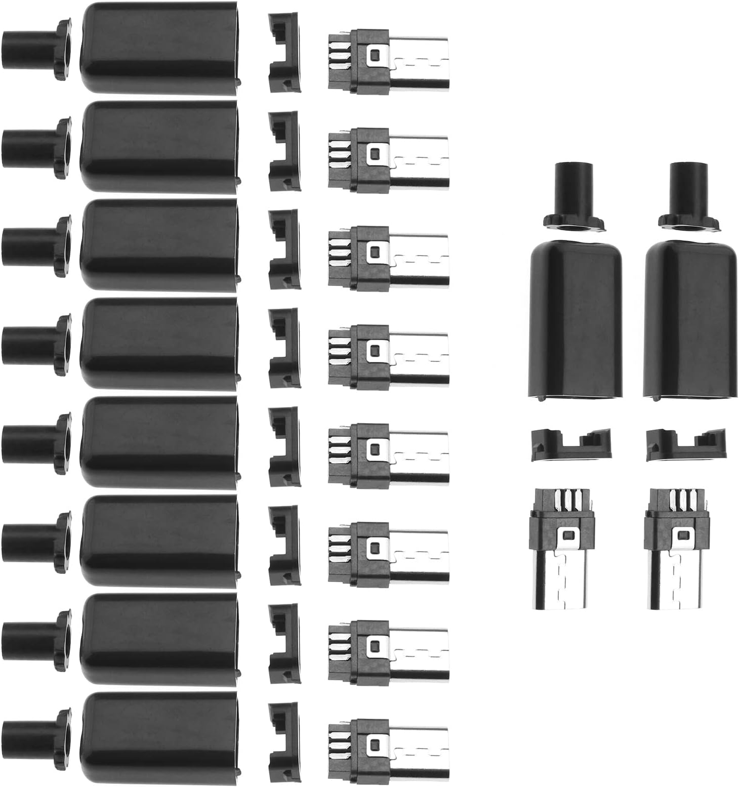 RUNCCI-YUN Micro USB Adapter 2 Stück - Lötfrei Auf 5-polige Schraubklemme, 30cm
