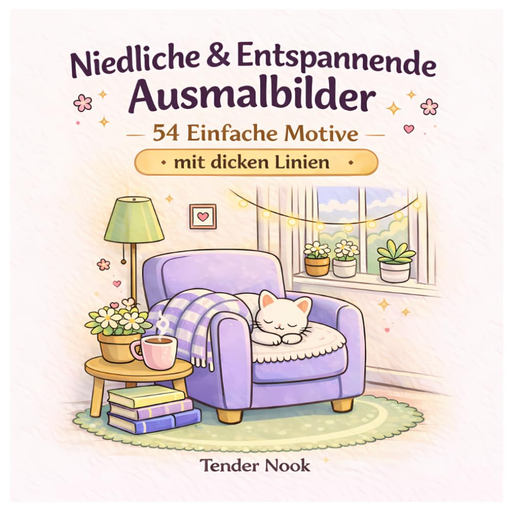 Niedliche & Entspannende Ausmalbilder: 54 Einfache Motive mit dicken Linien