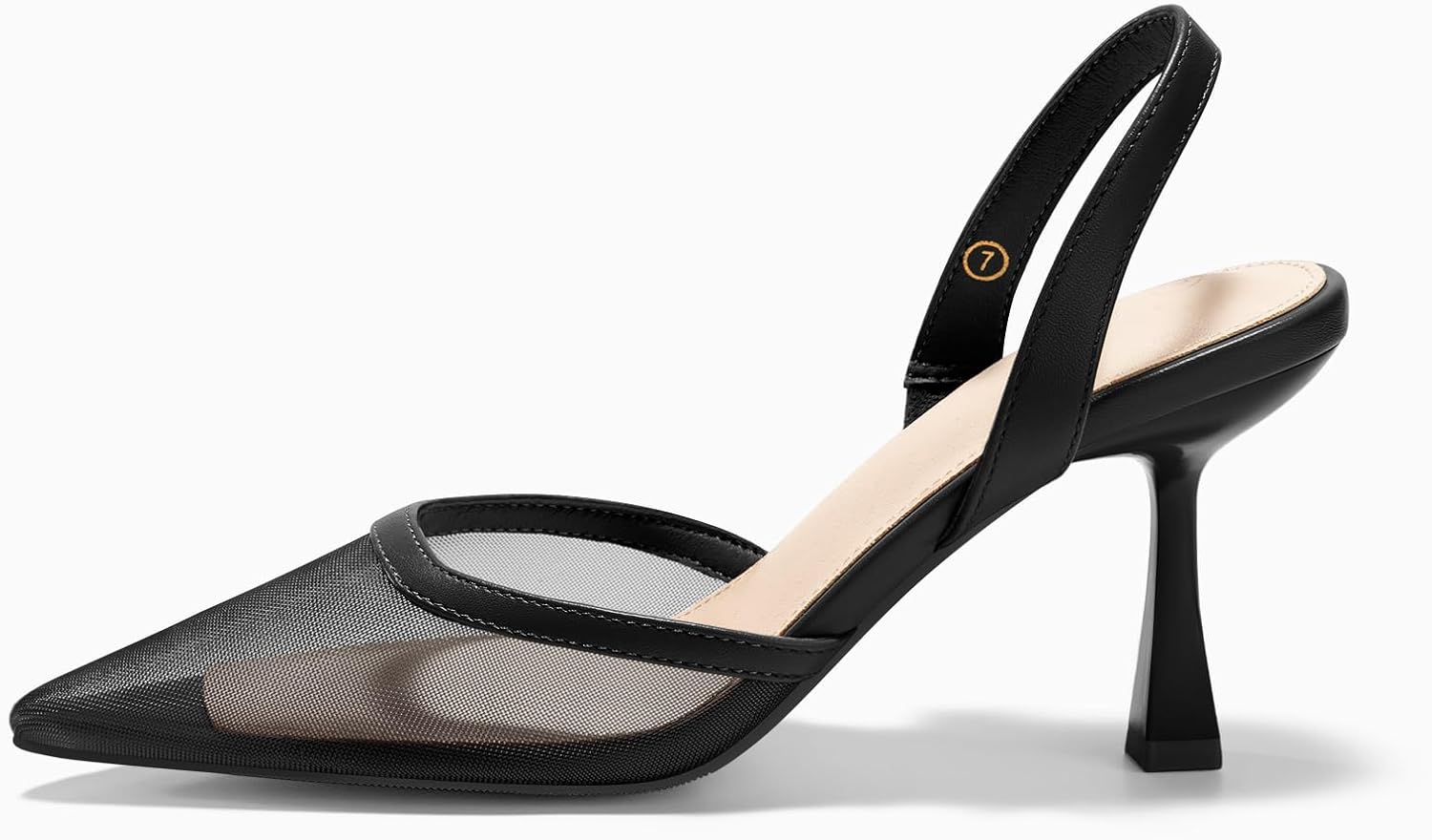 Coutgo Womens Slingback High Heels Sandals Mesh Closed Pointed Toe Stiletto Pumps Party Wedding Dress Shoes - Image 4