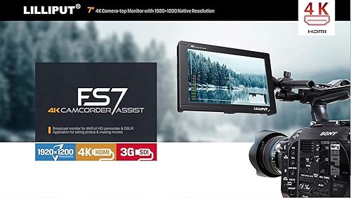 Miniatura 2 de Vendedor oficial de Estados Unidos VIVITEQ LILLIPUT FS7 7 pulgadas de metal Full HD 1920x1200 4K HDMI 3G-SDI entrada en cámara monitor de campo