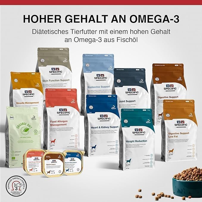 SPECIFIC® Allergen Management Plus (CΩD-HY) 2kg - Hypoallergenes Hundefutter mit hydrolisiertem Lachs - Trockenfutter für Hunde - Omega-3 - Glutenfrei - Alle Altersklassen - DECHRA Veterinary Products