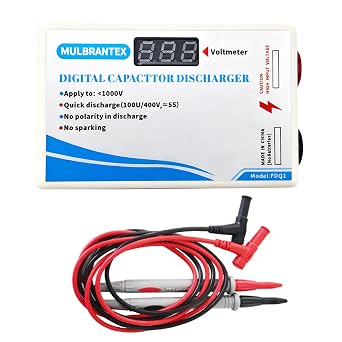 Digital Capacitor Discharge Tool with Display, Voltage Discharge Tool | Discharge for HAVC/LED Light Automotive/4RD/Console High DC Voltage Capacitors, CRT Discharger, with Test Probe, No Polarity