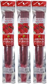3 - Aroma Fusion 19"" Jumbo Hand Dipped Incense 10-Stick Packs - Red Rose Scent, Green, AF19CH3