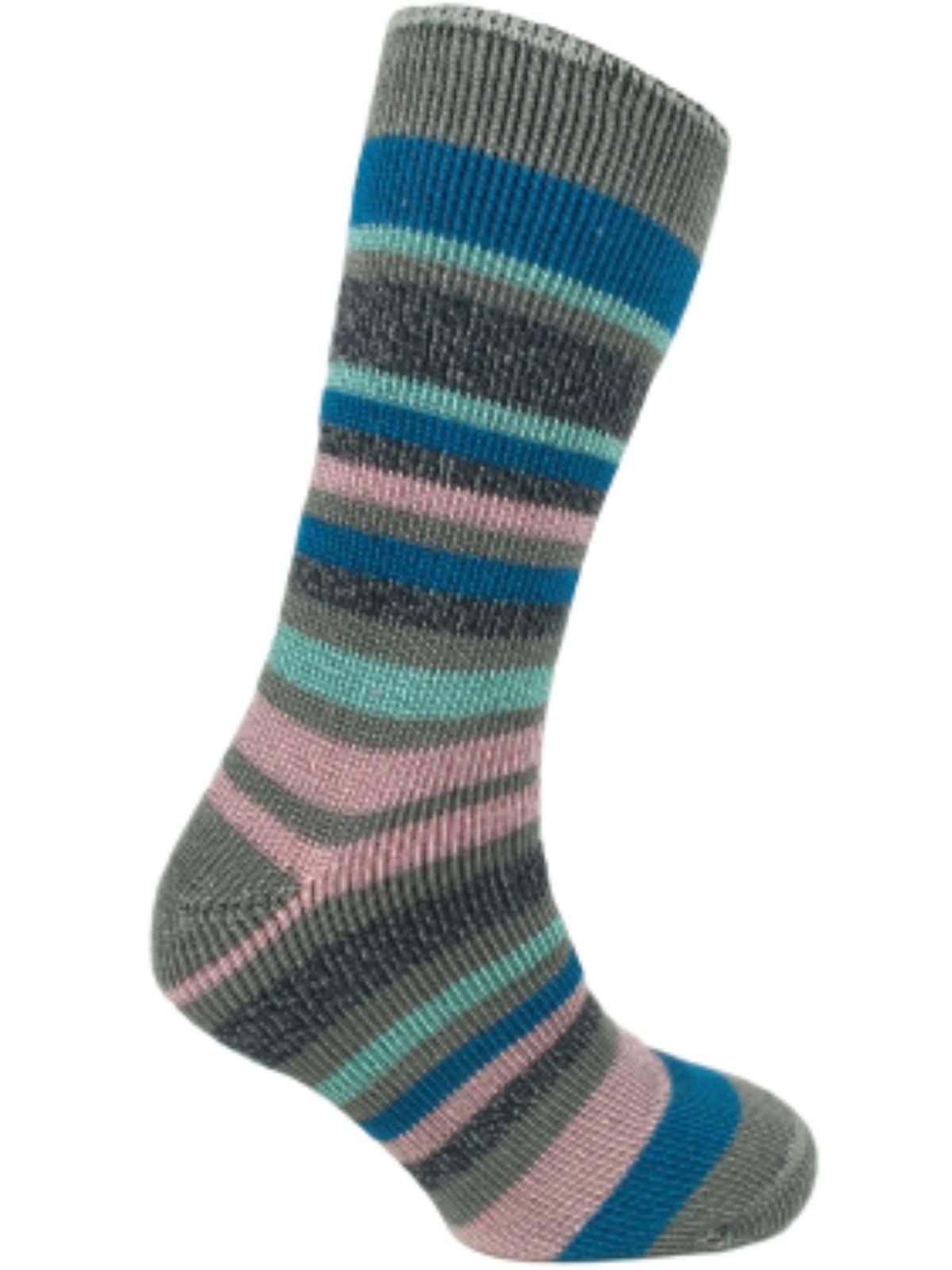 Ladies Stripe Extra Thick 2.3 tog Rated Brushed Insulated Thermal Socks by Heat Machine™ / UK 4-8 Eur 37-41 (Design 4)