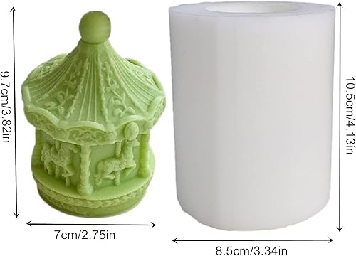 Miniatura 2 de Molde de vela de silicona en forma de carrusel, molde de jabón de silicona para fondant, molde de pastel de chocolate, molde de fundición de resina