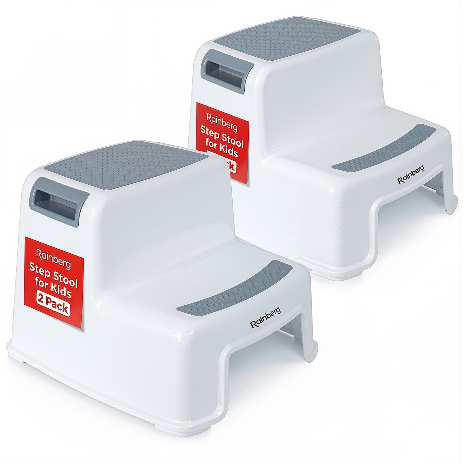 Rainberg 2 Pack 2 Step Stool For Kids, Sturdy Double Step Stool For Toddlers, Anti-Slip Stool For Children, Toilet Stool For Potty Training And Use In The Kitchen (2 Pack)