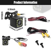 Vista 2 de QUICTO Car Backup Camera, Waterproof Ultra HD 12 LED Night Vision Rear View Camera, 170° Wide View Angle Long License Plate Frame Camera, Universal