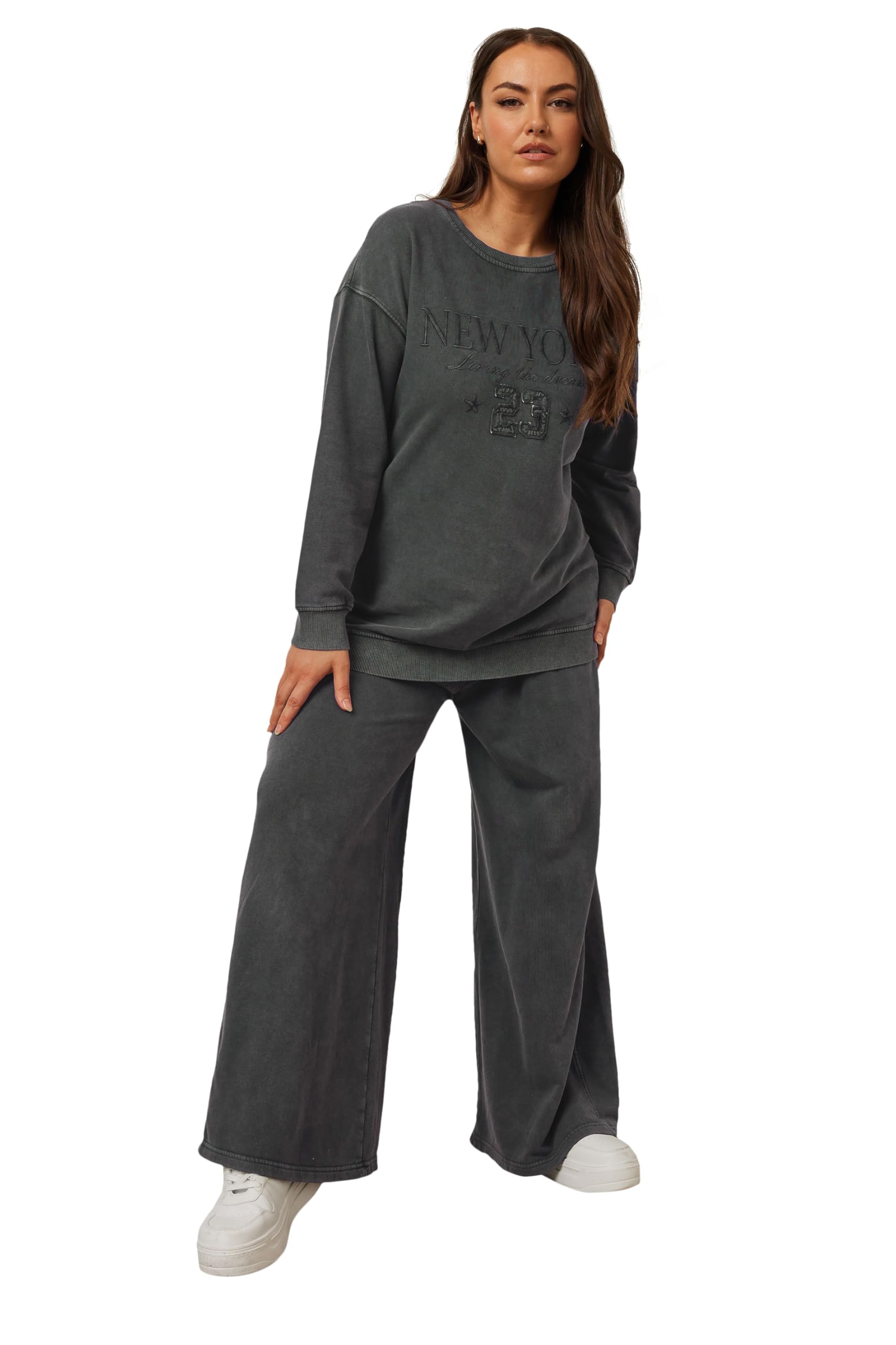 Yours Women's 'New York' Slogan Sweatshirt in Charcoal | Size: 22-24
