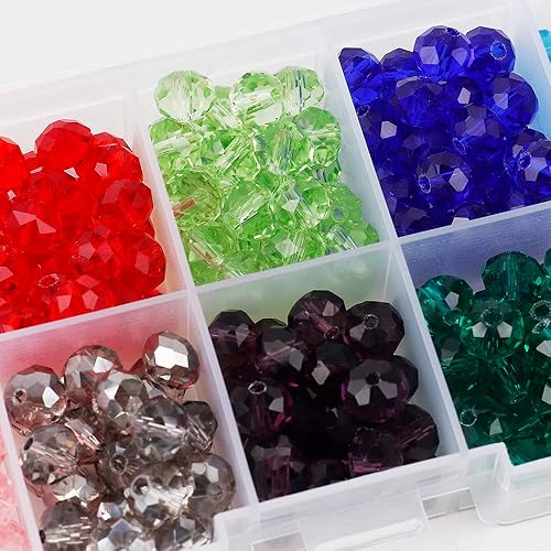 Miniatura 3 de Cuentas espaciadoras de vidrio de cristal de 0.157 in facetadas para hallazgos de fabricación de joyas con caja de contenedor de plástico (1000