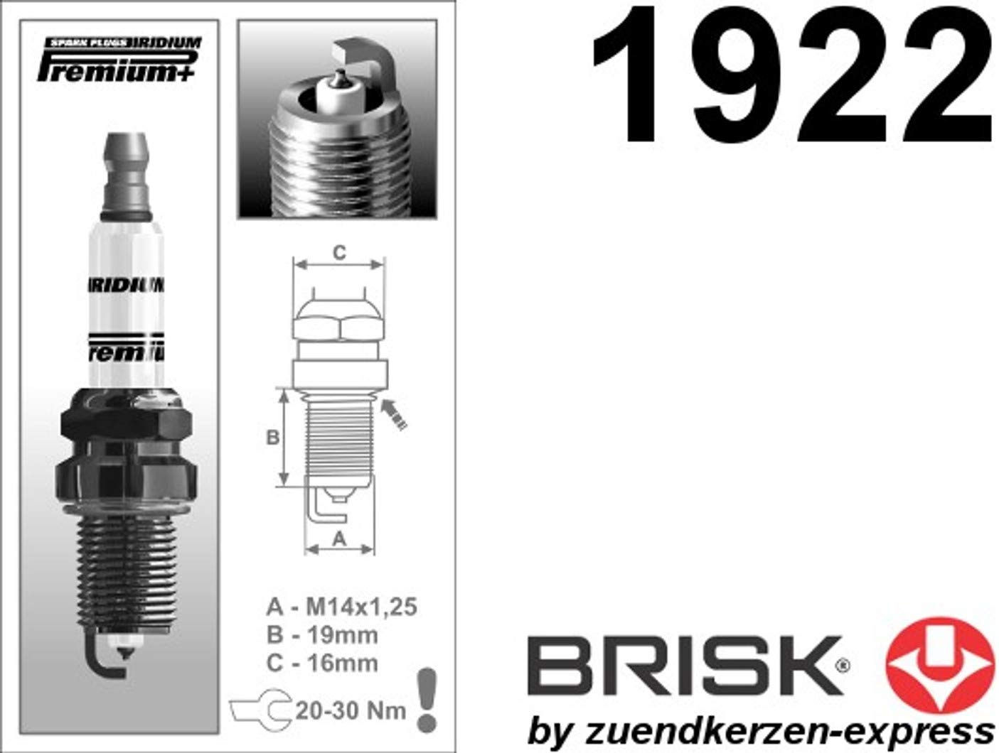 Brisk Iridium Premium + Plus P22 1922 Bujías, 4 unidades)