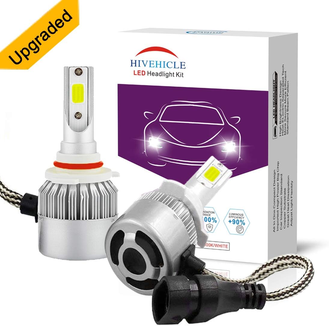 HiVehicle 9005(HB3) Led Headlight Bulbs - 72W 7600LM Conversion Kits 6000K-Waterproof-Extremely Bright-Instant Start-C6 Led Bulb Replacement for Halogen,2pcs Set