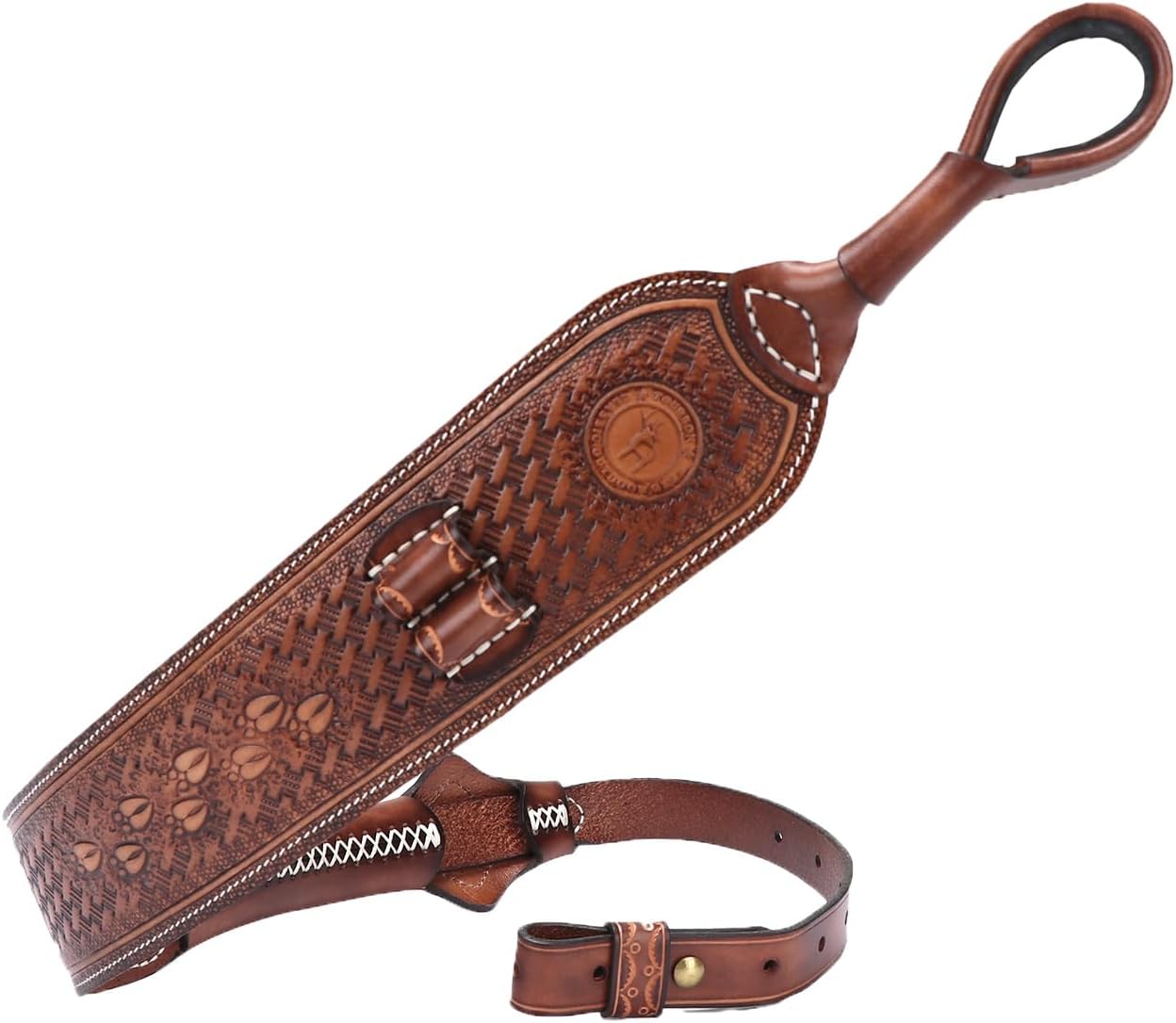 TOURBON Vintage Leather No Swivels Rifle Sling with Ammo Holder Loops for 223, 243, 270, 30-06, 30-30, 308, 45-70, .357, 6.5 creedmoor, etc.