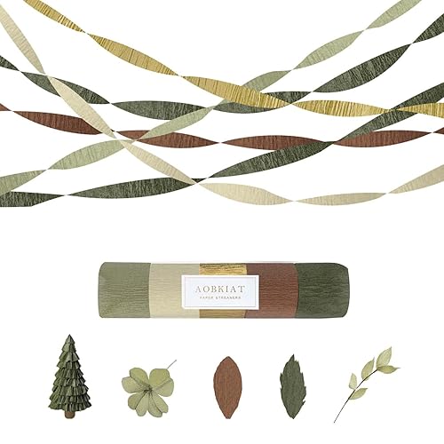 AOBKIAT Baby Shower Decorations,Sage Green Streamers Party Decorations,5 Rolls Crepe