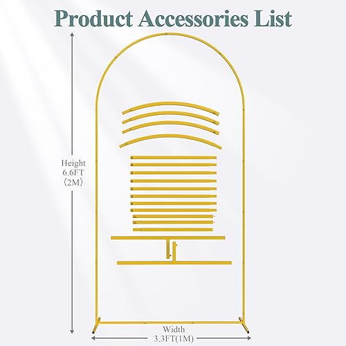 Miniatura 3 de Fomcet Marco de arco de metal dorado de 6.6 x 3.3 pies para boda, marco arqueado de globos para ceremonia, fiesta de cumpleaños, graduación,