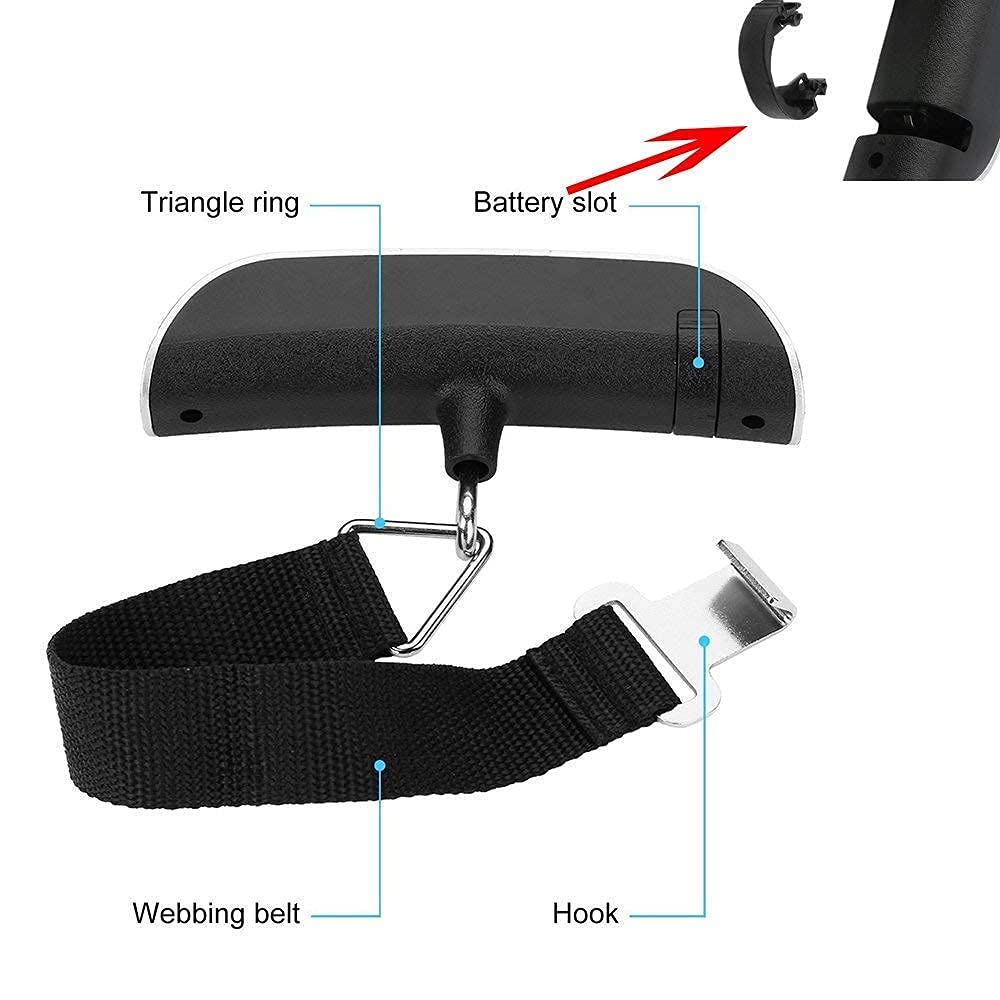 NETXE New Electronic Portable Weighing Machine Digital Accurate Mini Scale with Strong Metal Hooks Luggage Bag Scale For Travel Fishing Manual Weight 110 lb/50 Kg LCD Display Screen 4