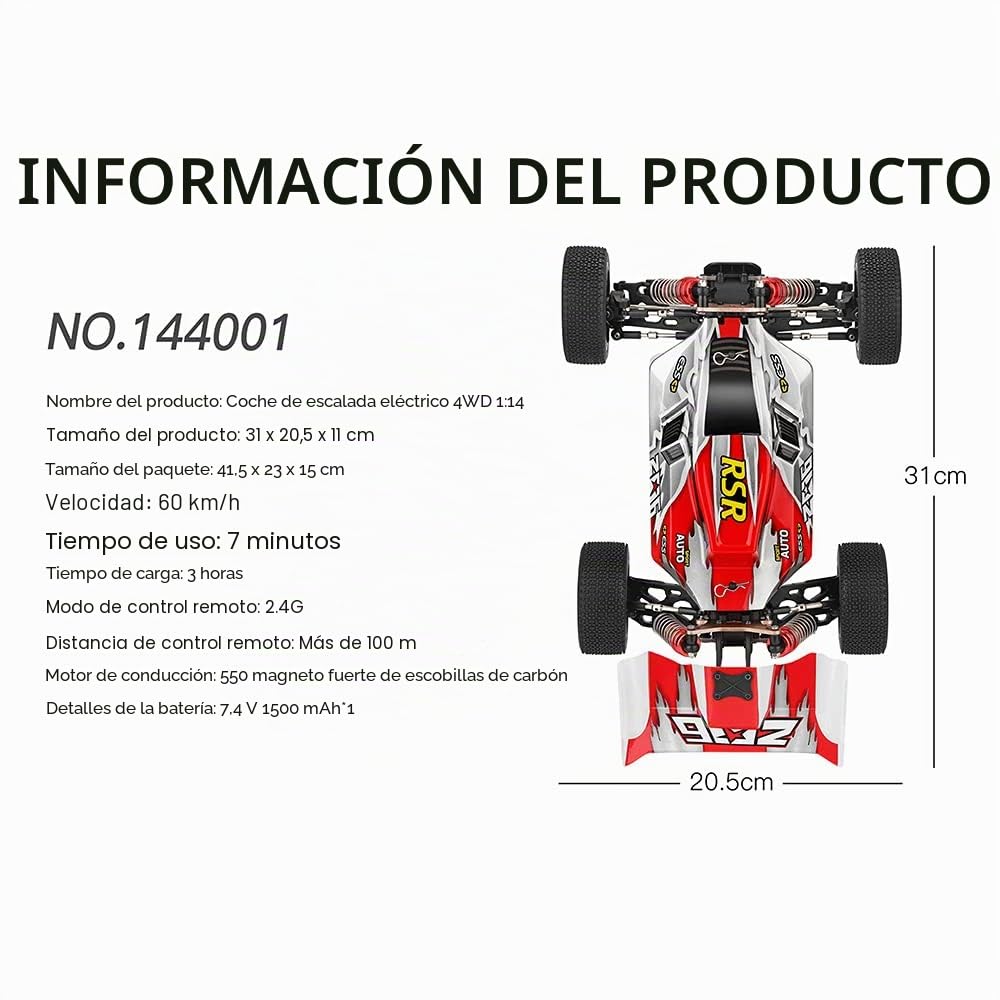 WLtoys 144001 Coche teledirigido 60 km/h, 1/14 RC todoterreno 4WD RC de alta velocidad Offroad Drift, batería de 2600 mAh, actualización de 45 minutos de placer de conducción 3 pilas (azul)