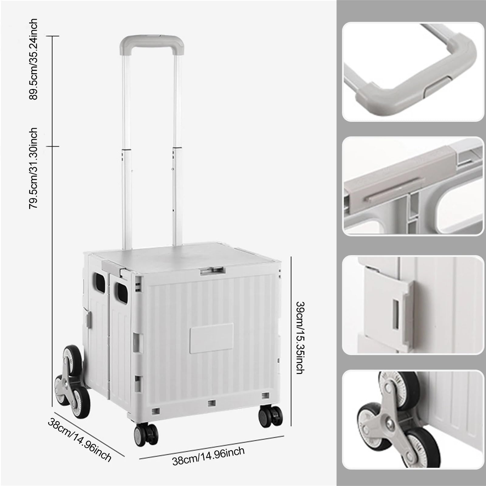 Carrello della spesa pieghevole da 50 litri, versatile per uso esterno, per uso domestico, carrello nero portatile per generi alimentari, campeggio e viaggi
