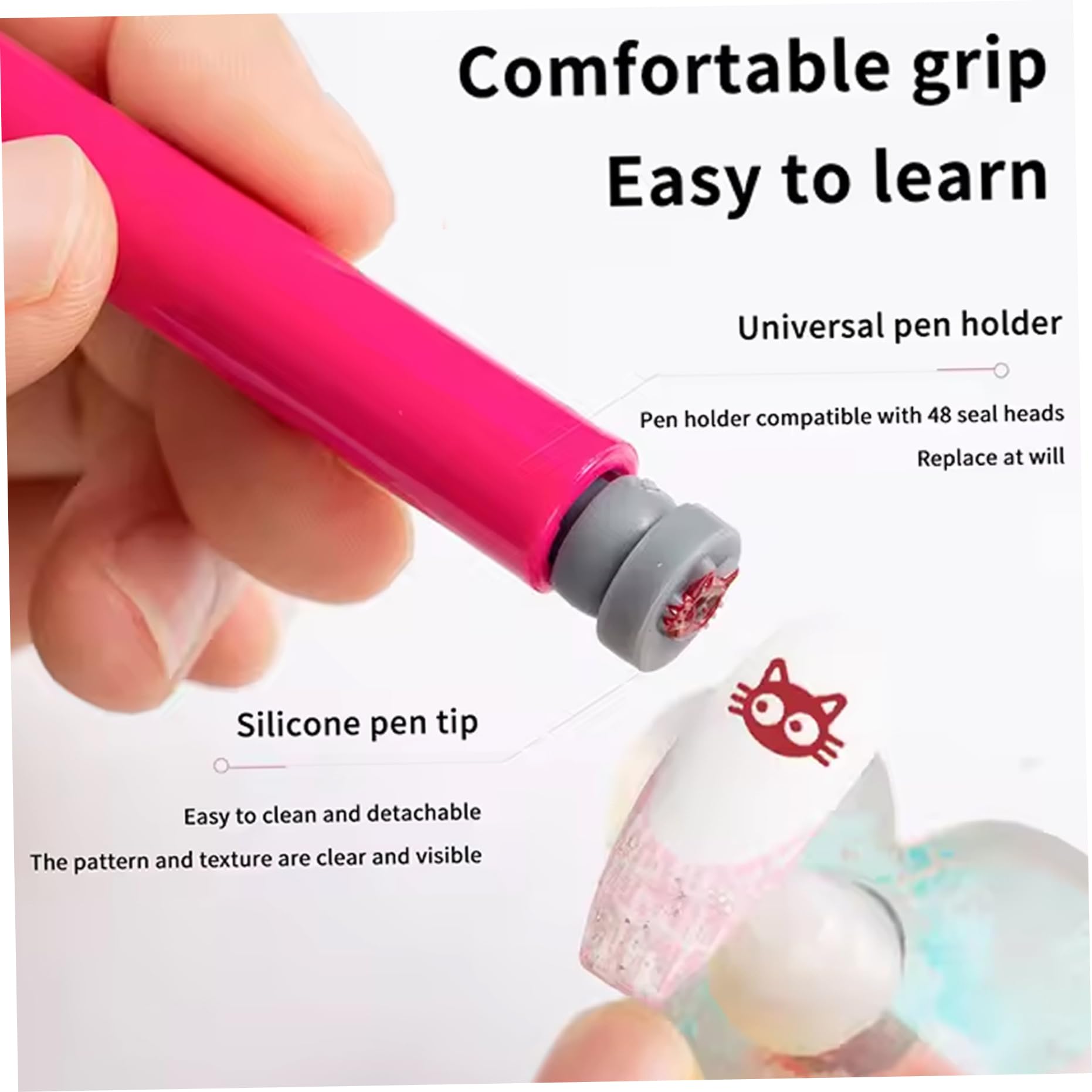 48 bolígrafos para sellos de uñas con diferentes patrones, sellos para decoración de uñas con punta de bolígrafo de silicona, kit de estampado DIY de flores, mariposas y rosas para mujeres, decoració