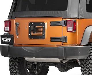 Redrock 4x4 Old Glory Spare Tire Delete Plate; Textured Black Compatible with 07-18 Jeep Wrangler JK