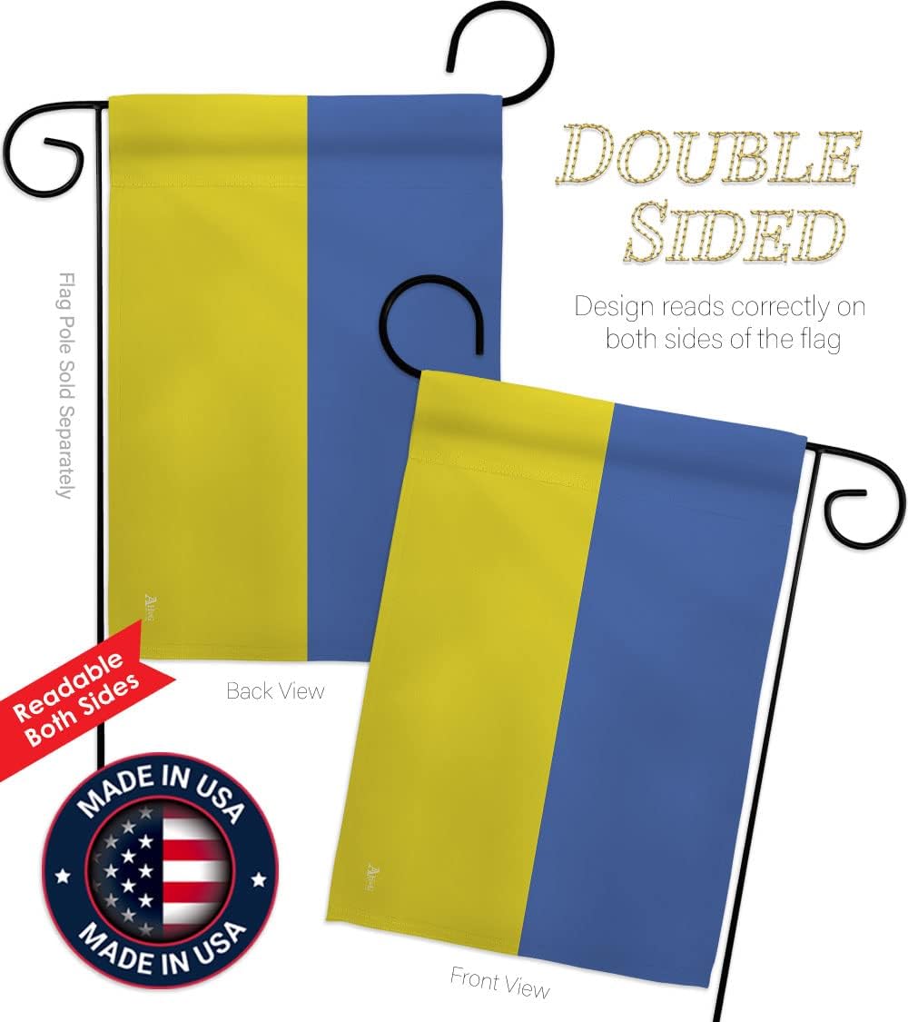 Ukraine Garden Flag - Set with Stand Regional Nationality Nation International World Country Particular Area - House Decoration Banner Small Yard Gift Double-Sided Made in USA 13 X 18.5