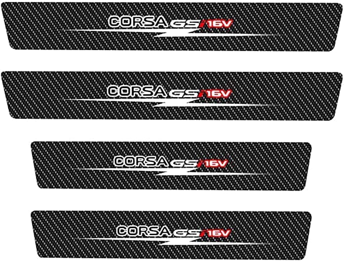 BESTS 4pcs Carbone Fibre Car Door Sill Stickers pour Opel Corsa GSi 16V Anti-Rayures Kick Plates Voiture Style.
