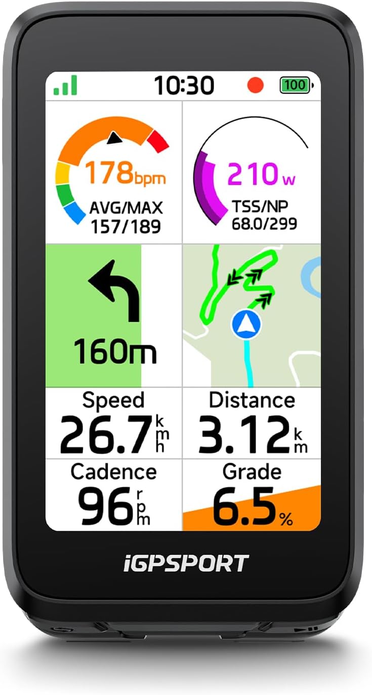 iGPSPORT BiNavi Air GPS Bike Computer: 3.0" Touchscreen, Smart Reroute Navigation, Climb Previews, 77g Lightweight Cycling GPS