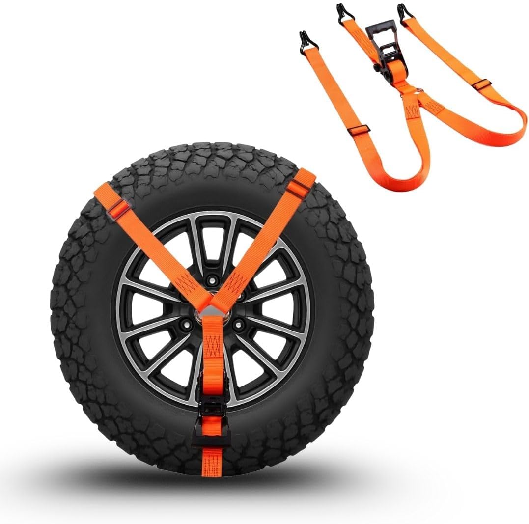Y-Strap for Spare Tire, Heavy Duty 3-Way Tie Down for ATV, UTV, Pickup Truck, Secure Spare Tire on Pickup Truck Bed, Roof Rack
