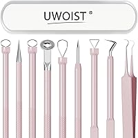 UWOIST 5-Piece Pimple Popper Blackhead Remover Tool Kit - Professional Stainless Steel Acne Extractor with Tweezers & Case