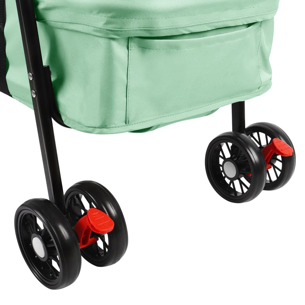 Buggy plegable para mascotas 3 en 1 - Capacidad de carga hasta 20 kg - de acero y EVA - con bolsa de transporte desmontable - Buggy carrito para animales pequeños hasta 20 kg - 50 x 70 x 95 cm (Verde