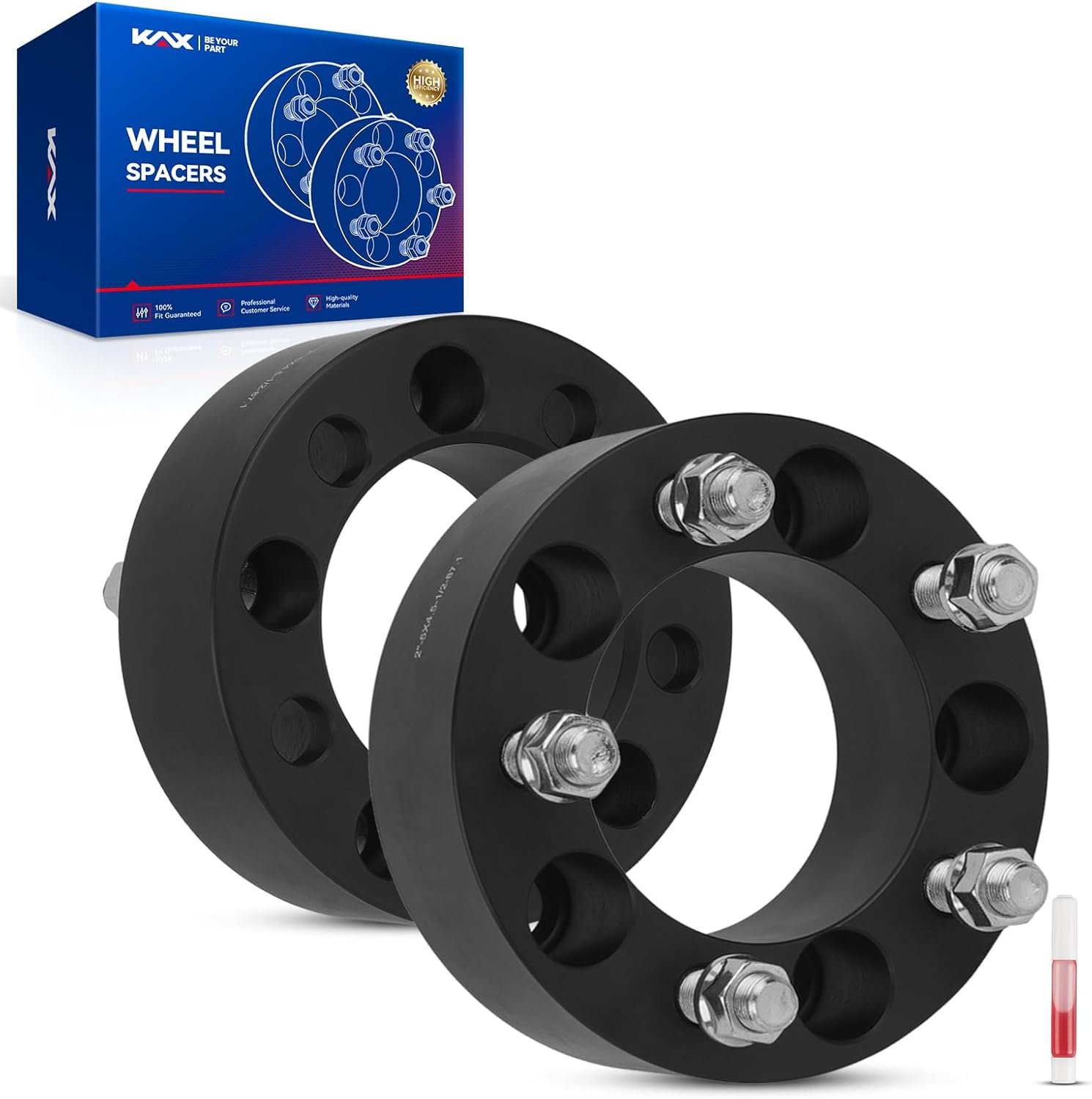 KAX 5x4.5 Wheel Spacers, Forged 2" 5x114.3mm Spacers with Thread Pitch 1/2" x20 Hub Bore 87.1mm,2Pcs fit for 1987-1990 Dakota, 2007-2011 Nitro,Black,Not Hubcentric
