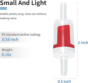 AQUANEAT Aquarium Check Valve, One Way Non Return Valve for Air Pump,Fit for 3/16 Inch Airline Tubing, Fish Tank Accessories, 10pcs (Red)