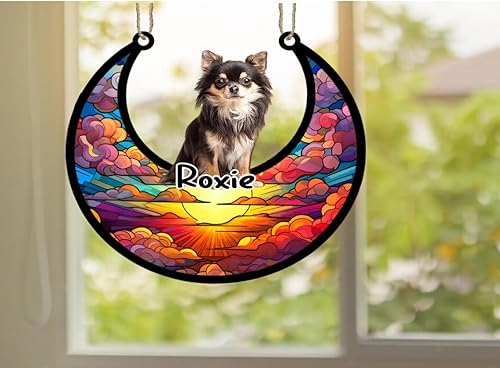 Vista 399 de LOVELYPOD Adorno de Navidad personalizado de perro pastor alemán, atrapasoles conmemorativo, adorno de Navidad de pastor alemán con nombre, pérdida