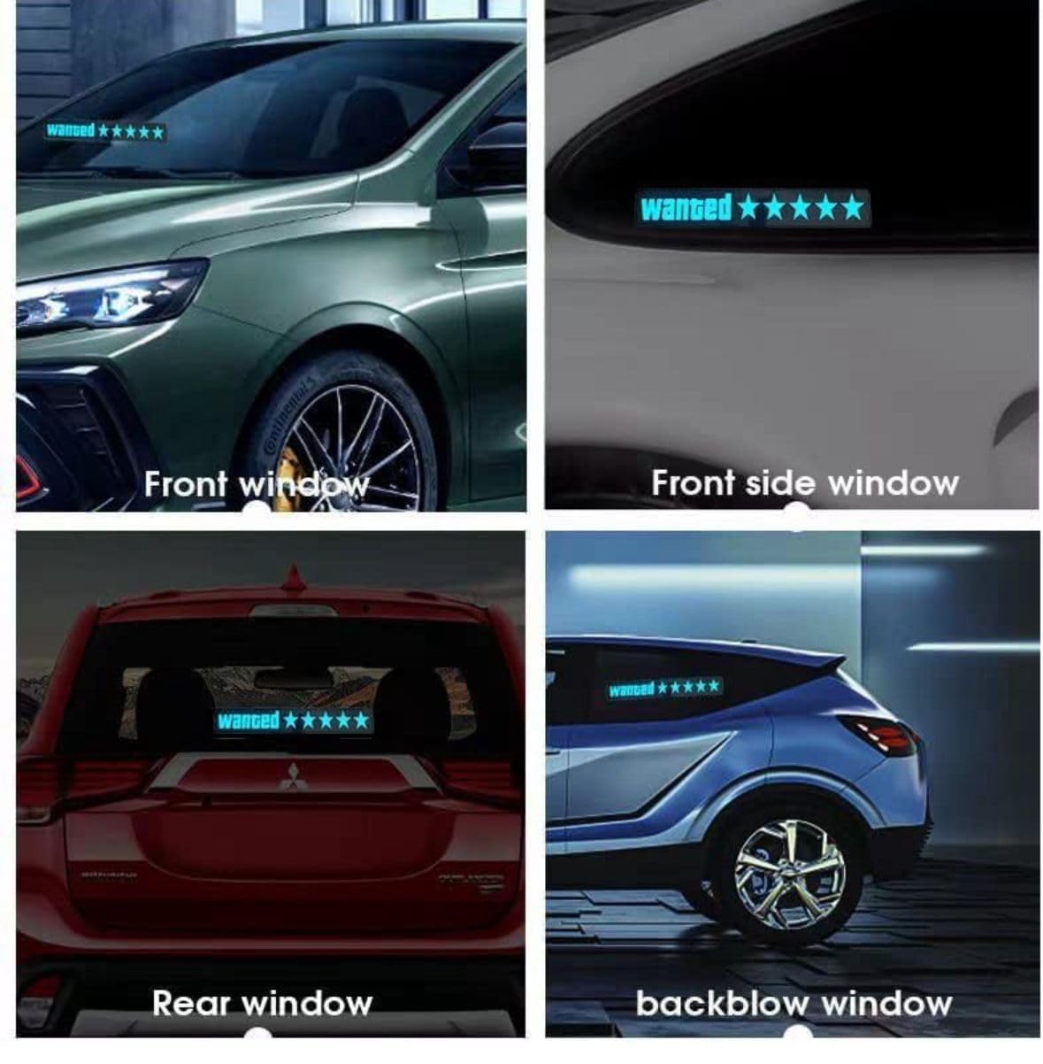 GTA Wanted 5 Stars LED Car Window Electric Decal 5 Flashing Modes