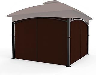 COZYVIDA Outdoor Replacement Curtains 10' x 13', Gazebo Universal Replacement Privacy Curtains 4-Panels sidewall with Zipper (ONLY Curtain) Coffee