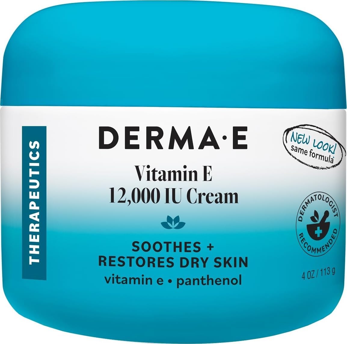 DERMA E Vitamin E Cream 12,000 IU Face Cream, 4 Oz Soothing & Protecting