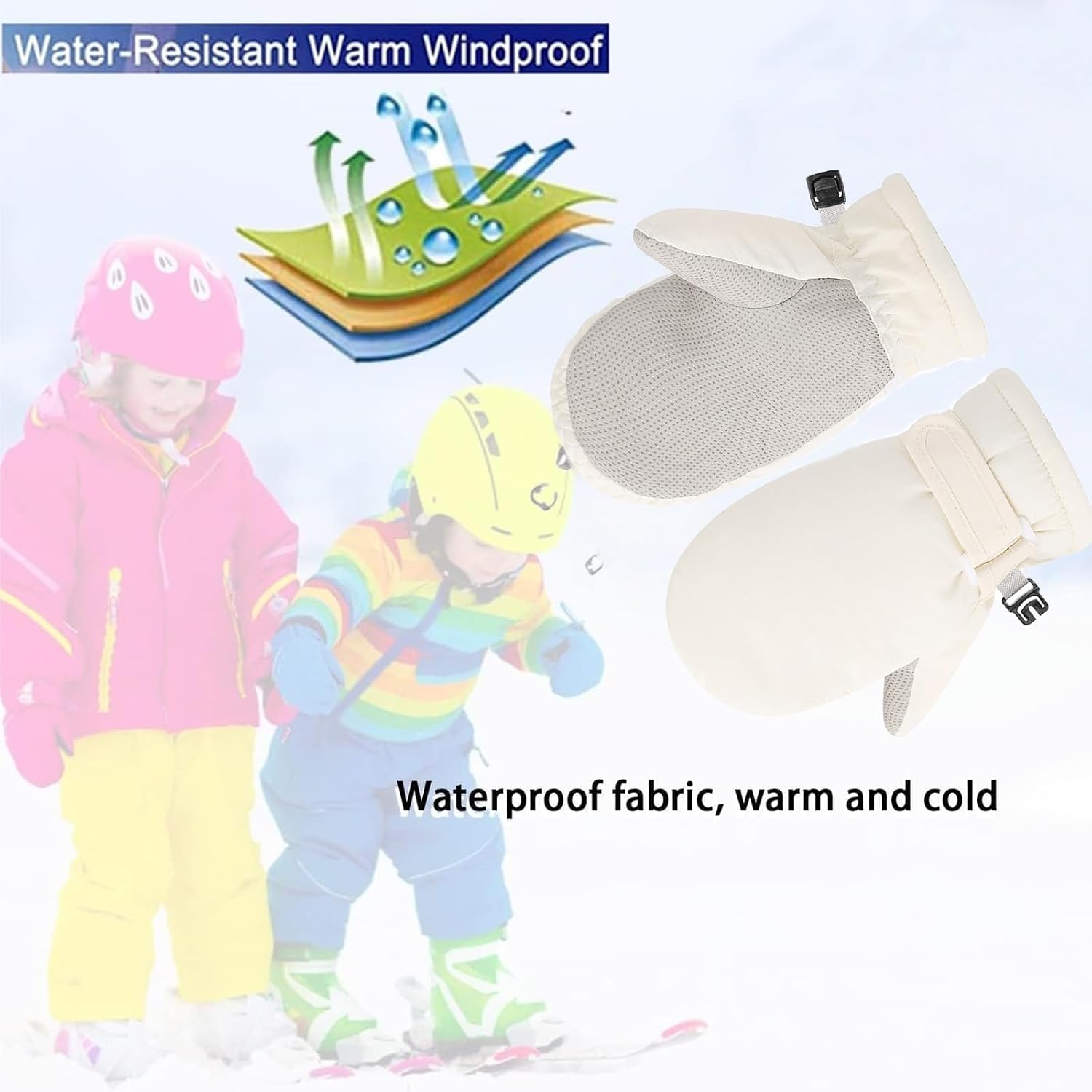 Thermal Mittens for Snowboarding Elastic Adjustable Cuffs Nonslip Grip Infant Gloves 6M-10T Thermal Infant Snow Mittens