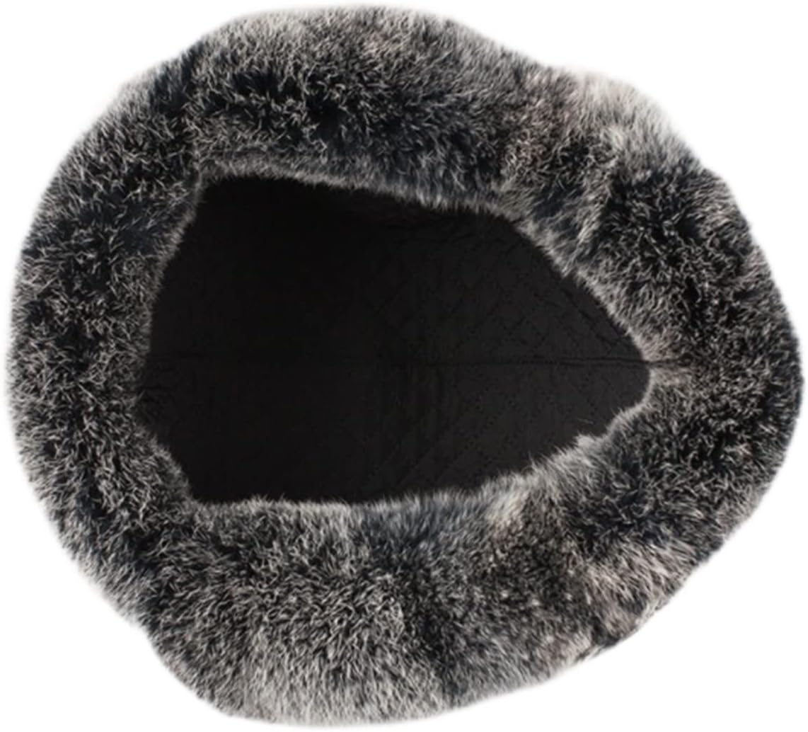 Mens Sheepskin Hat Genuine Rex Rabbit Hair Aviator Russian Ushanka Trapper Snow Hats Ear Flap Winter Warm