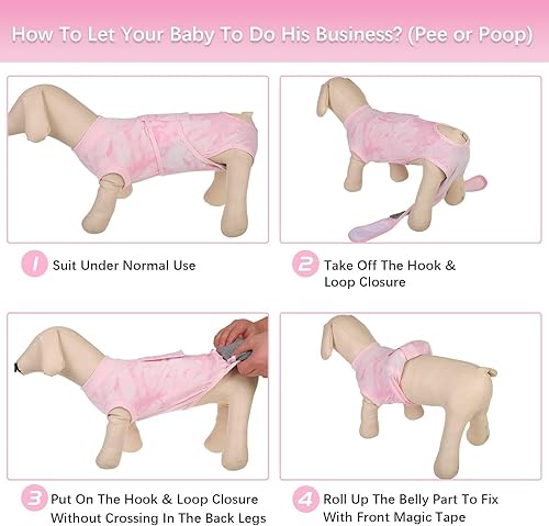 Miniatura 194 de Kuoser Traje de recuperación para perros después de la cirugía, traje de cirugía para perros hembra, esterilización masculina, mameluco para perros