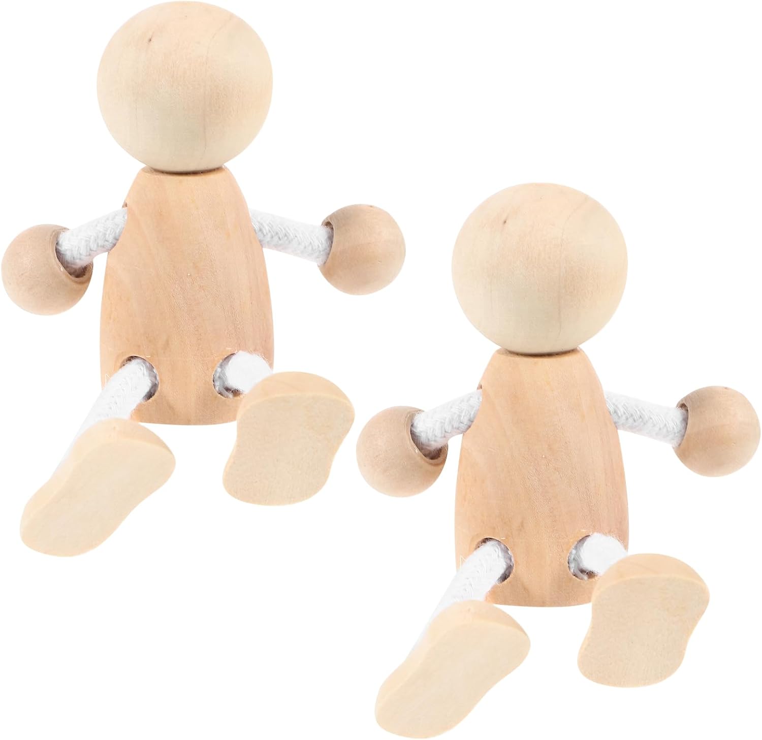 Kisangel Wooden DIY Doll Little Man Crafts 2-Pack Unfinished White Wood Figures 3.14X2.55X1.37In for Kids Art Projects Home Decoration and Painting