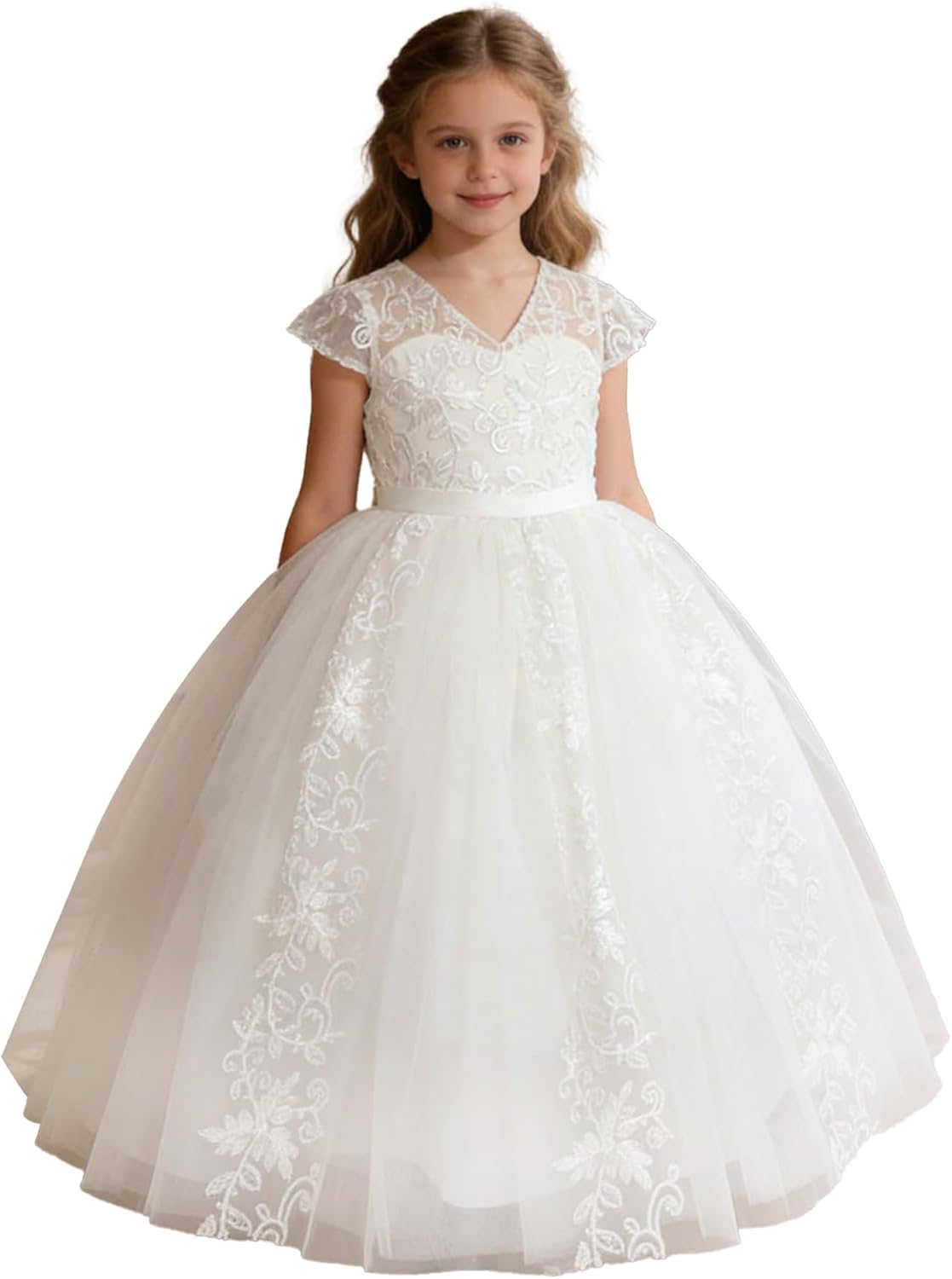 Flower Girl Dress for Wedding Lace First Communion Formal Dresses Kids Birthday Party Pageant Ball Gown