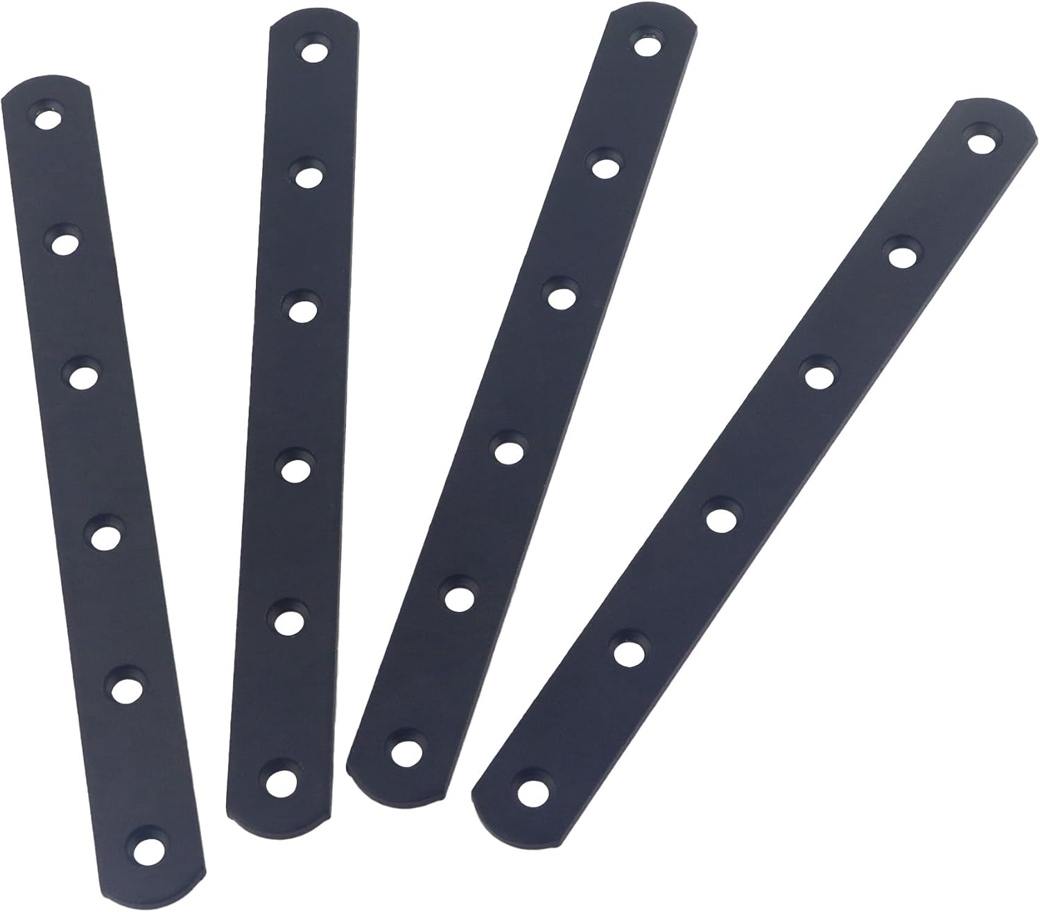 Flat Straight Brace Bracket, 12 Pcs 20 x 197 mm Stainless Steel Straight Mending Joining Plates, Metal Fixing Corner Brace for Furniture, Wood, Shelves, Cabinet (Black)