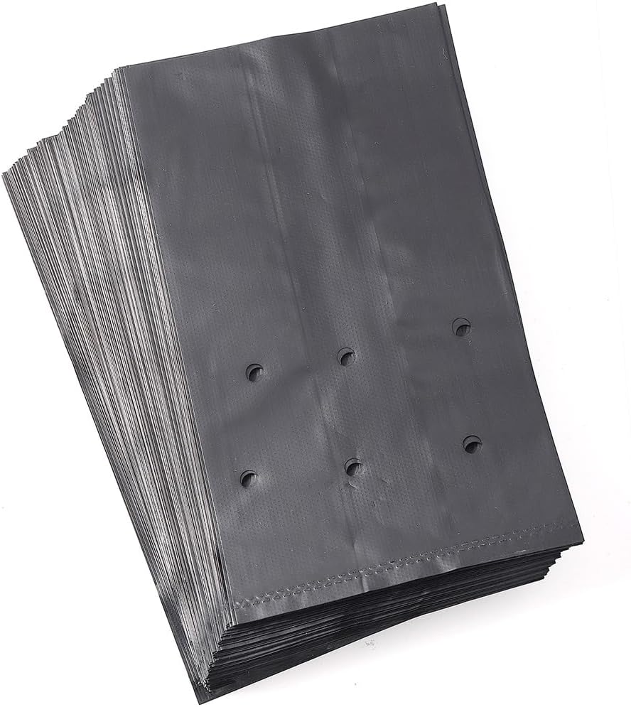 PE Nursery Bags Thicken Plant Grow Bags Seedling Pots, Garden with Breathable Holes Black Planting Bags 100 Pcs(Size:25x30cm(DxH))
