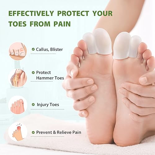 Miniatura 7 de Bukihome Protectores de dedos de silicona  Paquete de 12 fundas de gel para los dedos de los pies  Puntas para los dedos con aceites esenciales de