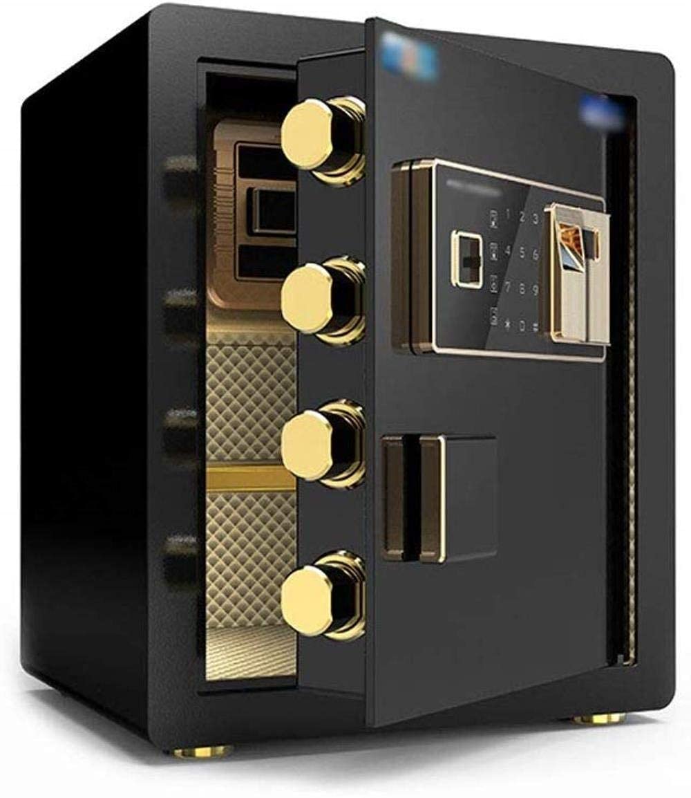 Caja fuerte de alta seguridad para el hogar y la oficina, depósito de acero antirrobo mejorado con contraseña y acceso a huellas dactilares, ideal para finanzas y objetos de valor, color marrón