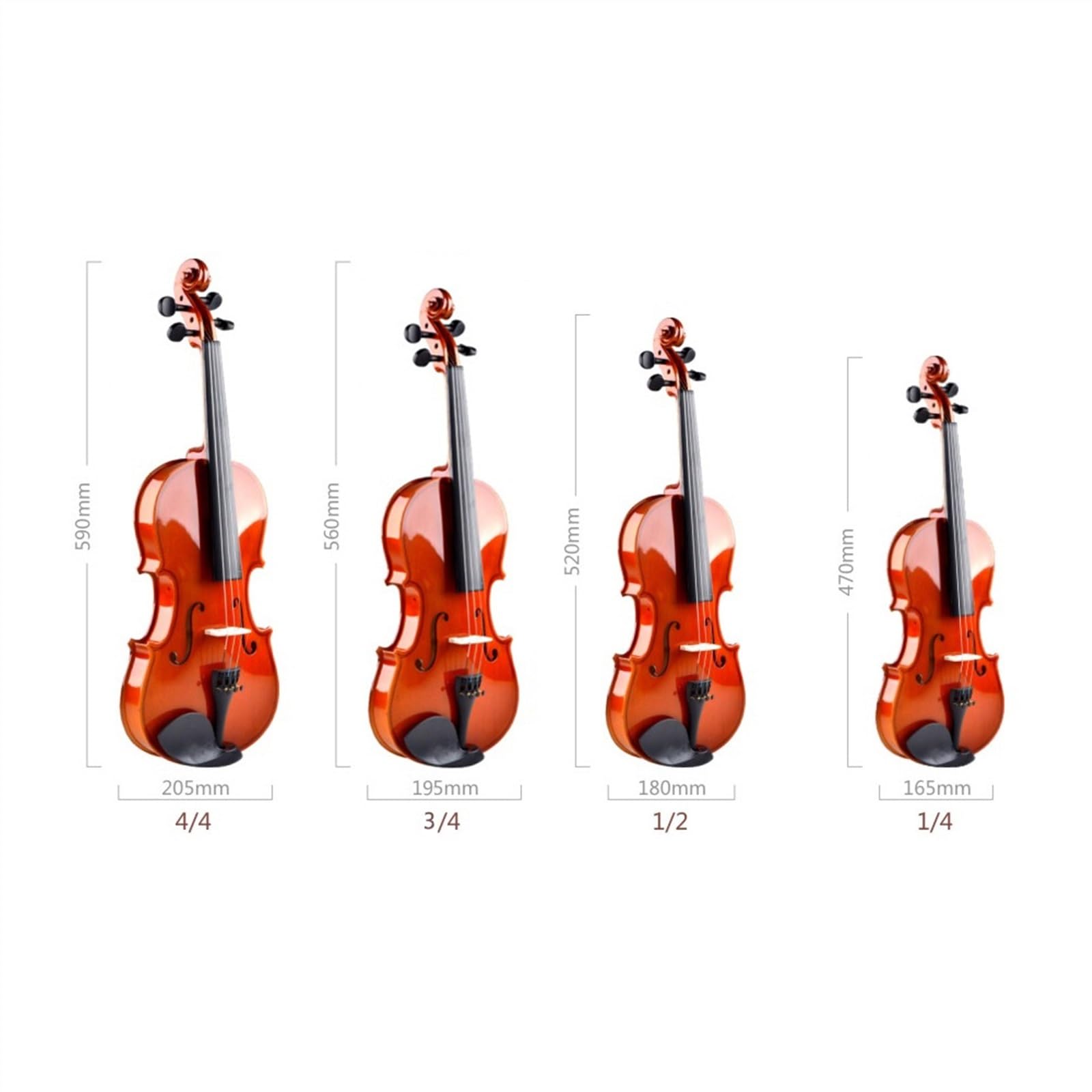 Violine Fichtenvioline Violine Anfänger Linde Saitenhalter 1/4 1/2 3/4 4/4(4/4)