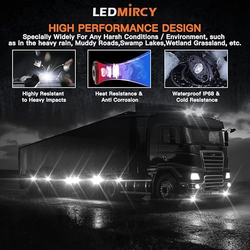 Miniatura 3 de LEDMIRCY R1 - Kit de luces LED blancas puras con interruptor de arnés de cable, 20 unidades para camiones Je-EP, todoterreno, barco, luz